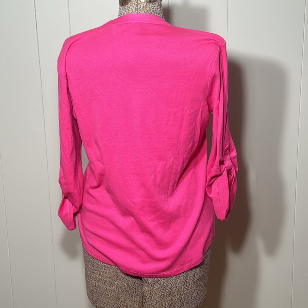 Liz Claiborne Womens Large Pink Blouse V-Neck - Picture 5 of 9